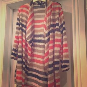 Striped Waterfall Cardigan GREEN ENVELOPE - L